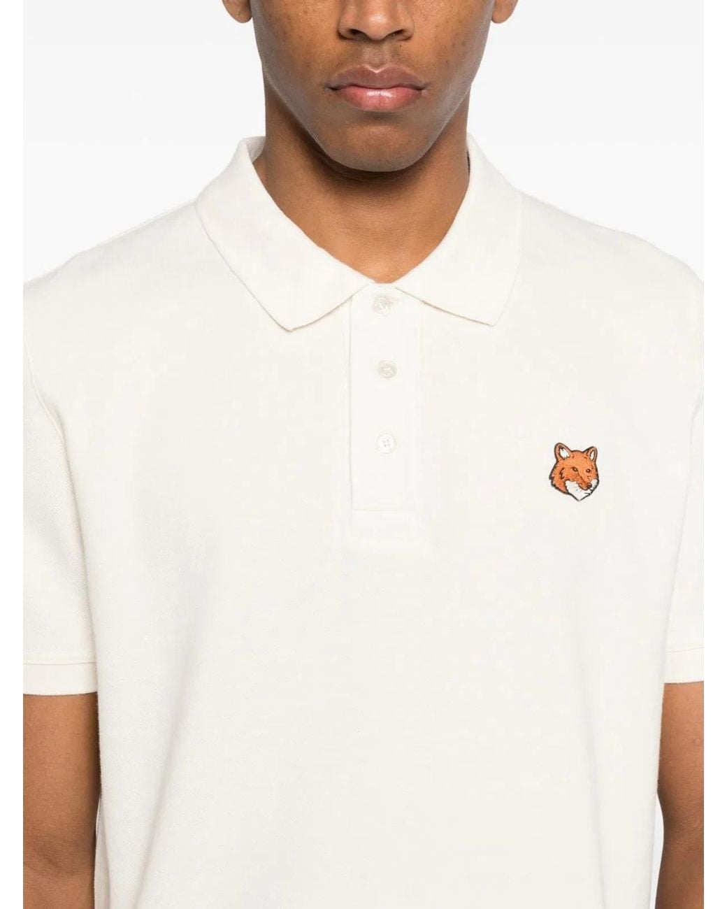 Maison Kitsuné White Maison Kitsuné Maison Kitsuné Fox Head Regular Polo for men