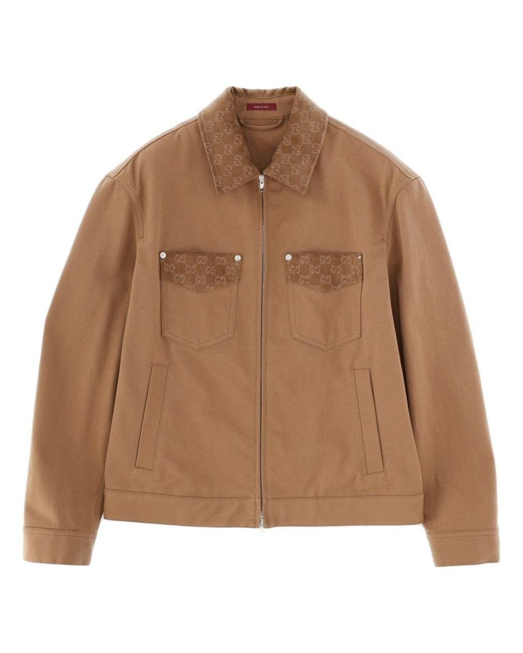 Gucci Brown Jacket With Zipper And Collar for men