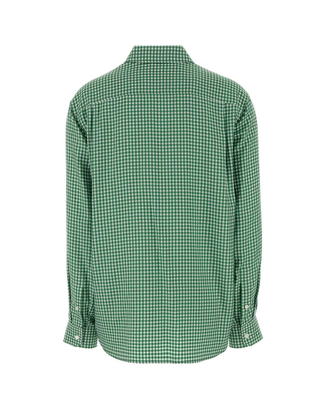 Loewe Green Embroidered Silk Twill Shirt