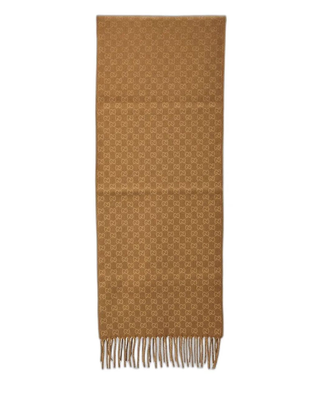 Gucci Brown Embroidered Wool Blend Scarf for men
