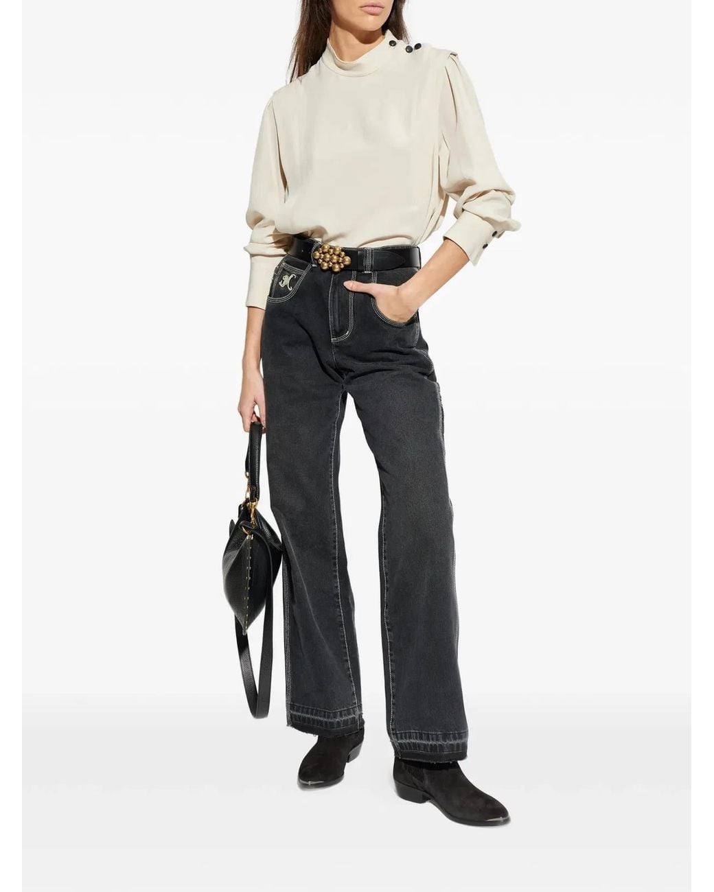 Isabel Marant Gray Jeyda Wide-Leg Cotton Pants
