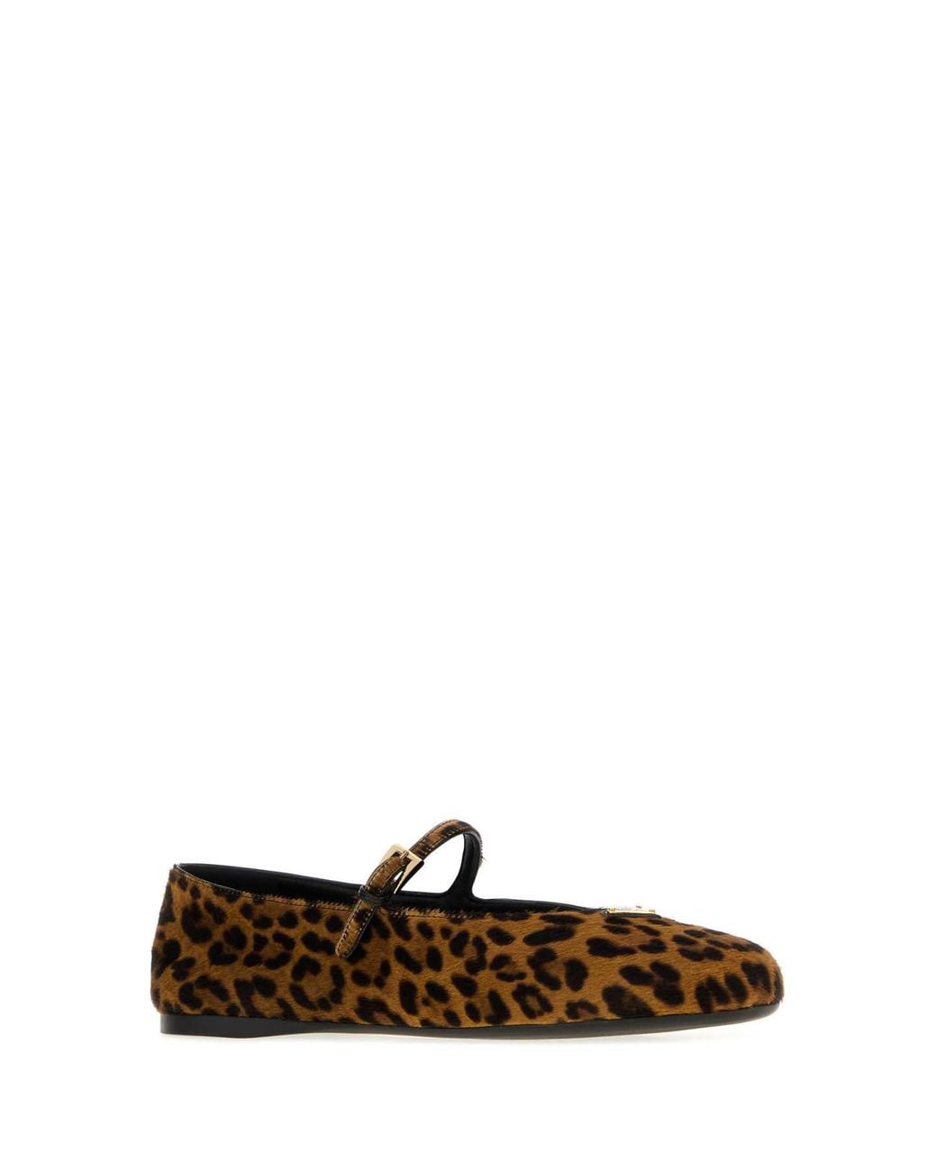 Prada White Printed Calf Hair Ballerinas
