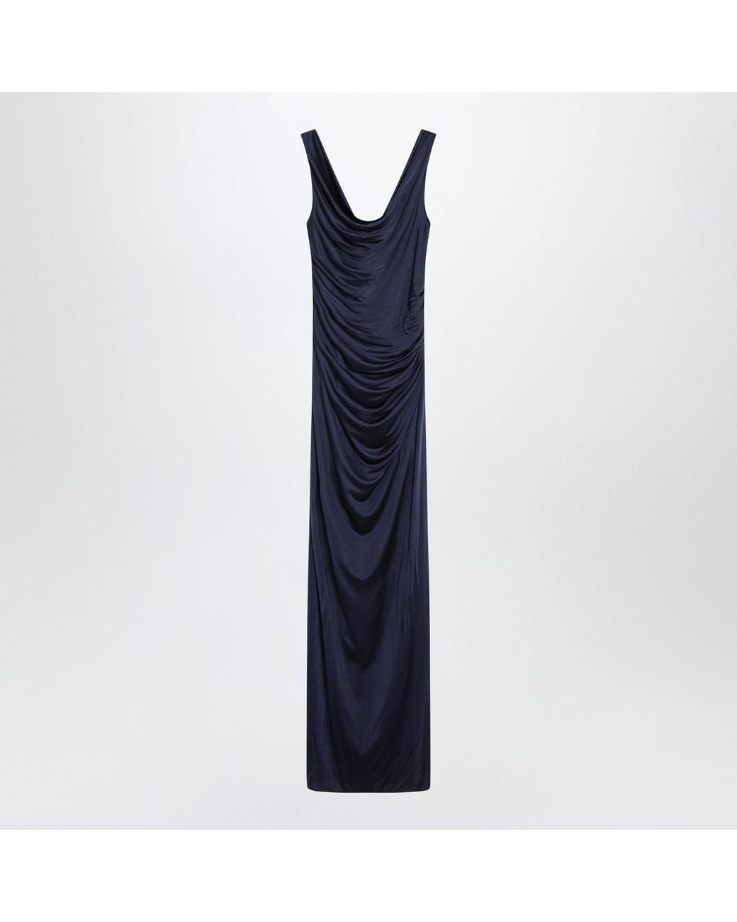 Versace Blue Medusa Jersey Evening Dress