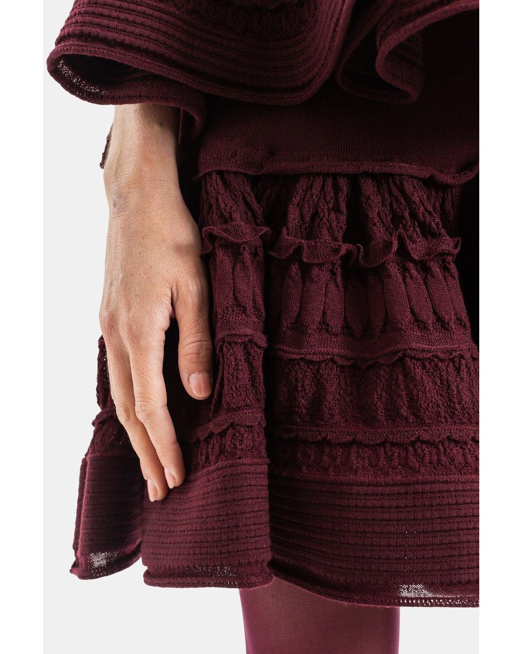 Alaïa Red Alaia Wool Crinoline Ruffle Mini Skirt