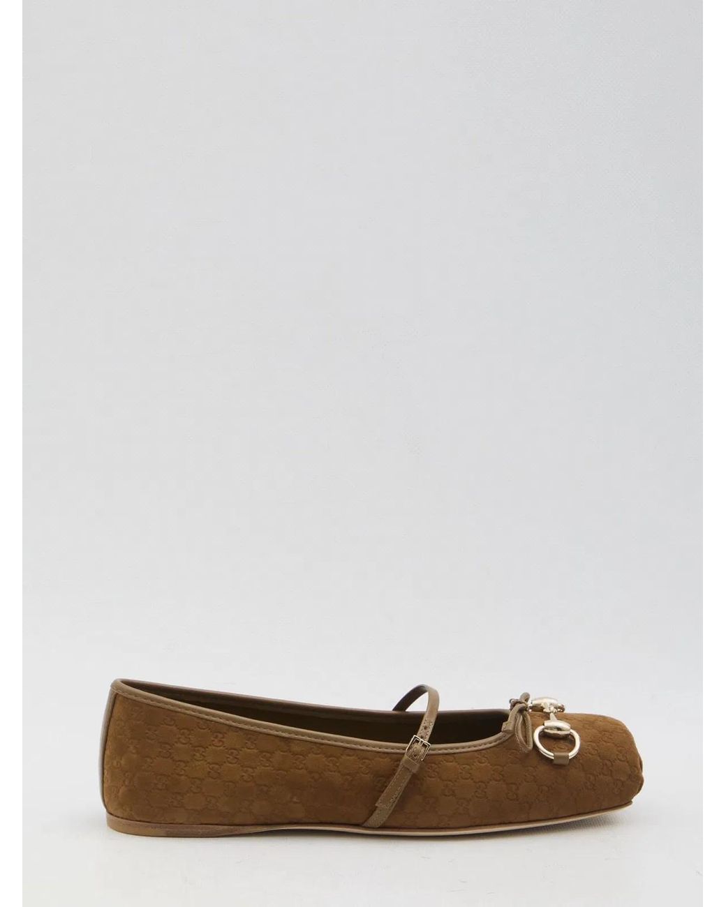 Gucci Natural Biscuit Suede Ballerinas