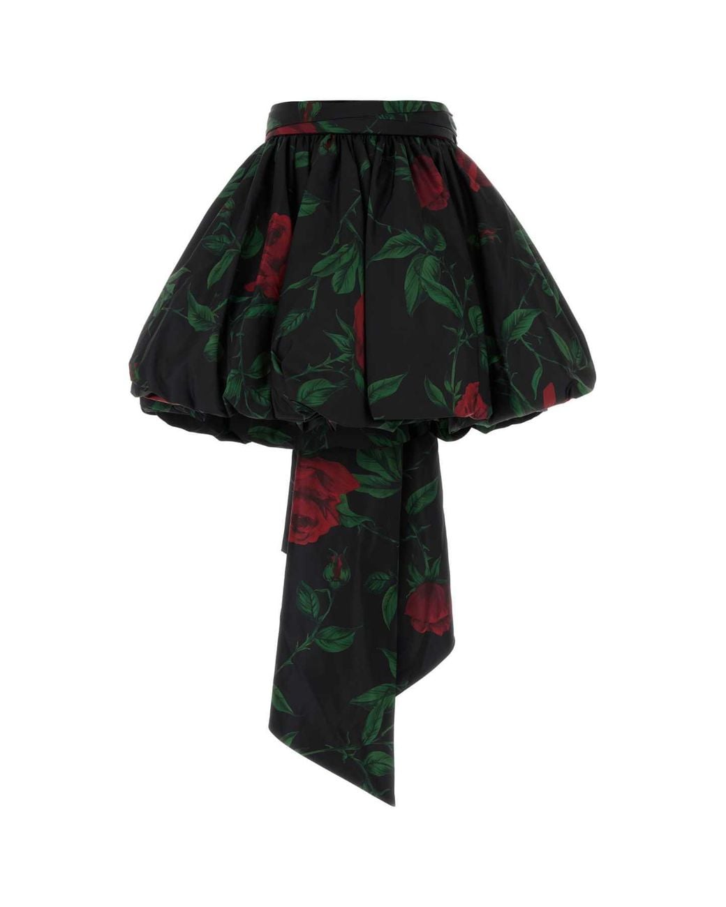 Blumarine Black Printed Taffeta Mini Skirt
