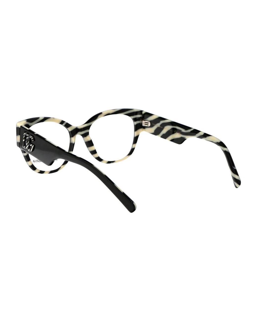 Dolce & Gabbana Black Dolce & Gabbana On Zebra Acetate Optical Glasses