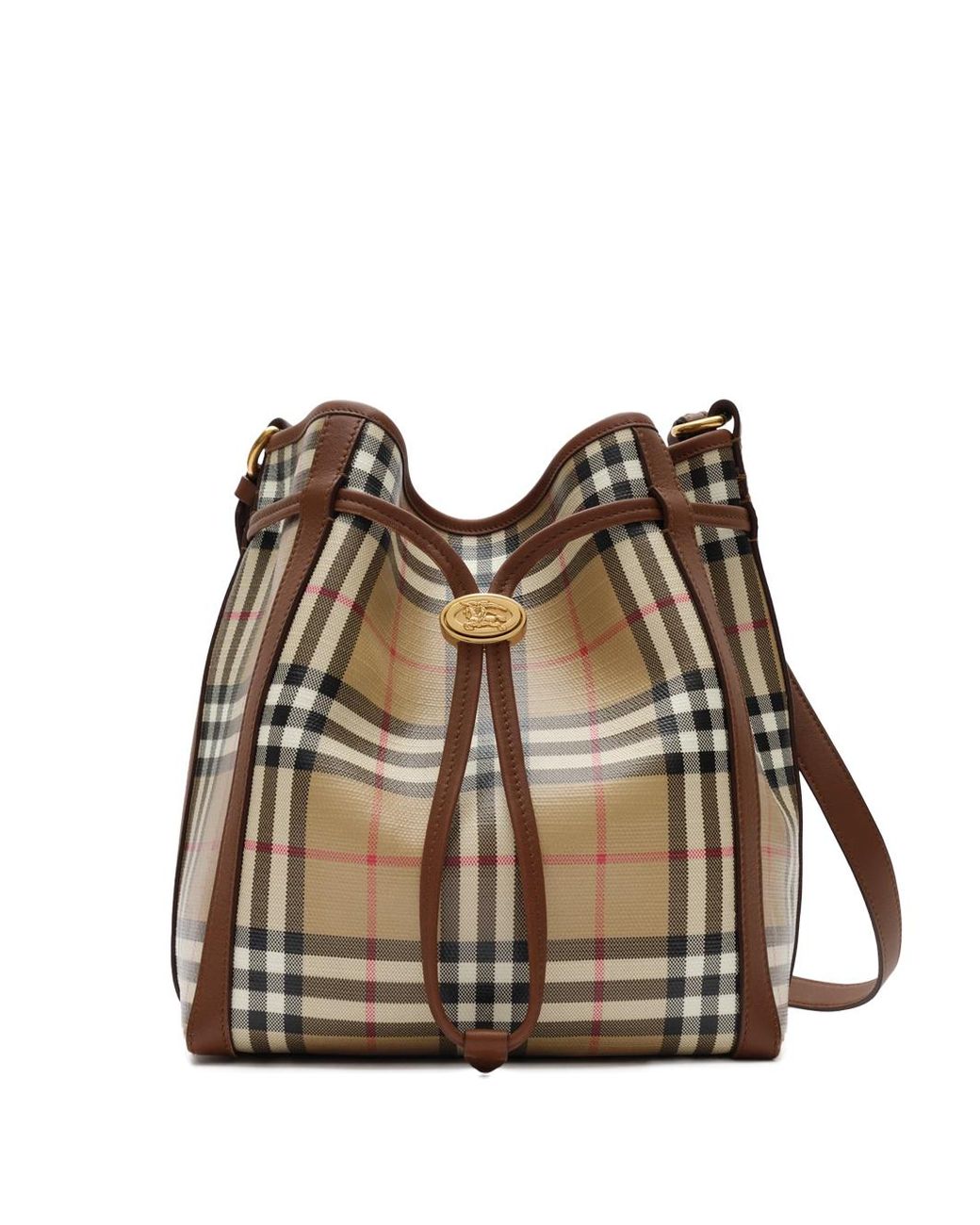 Burberry Brown Small Check Bucket Bag