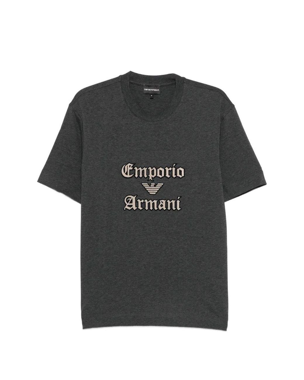 Emporio Armani Black T-Shirt With Embroidered Logo for men