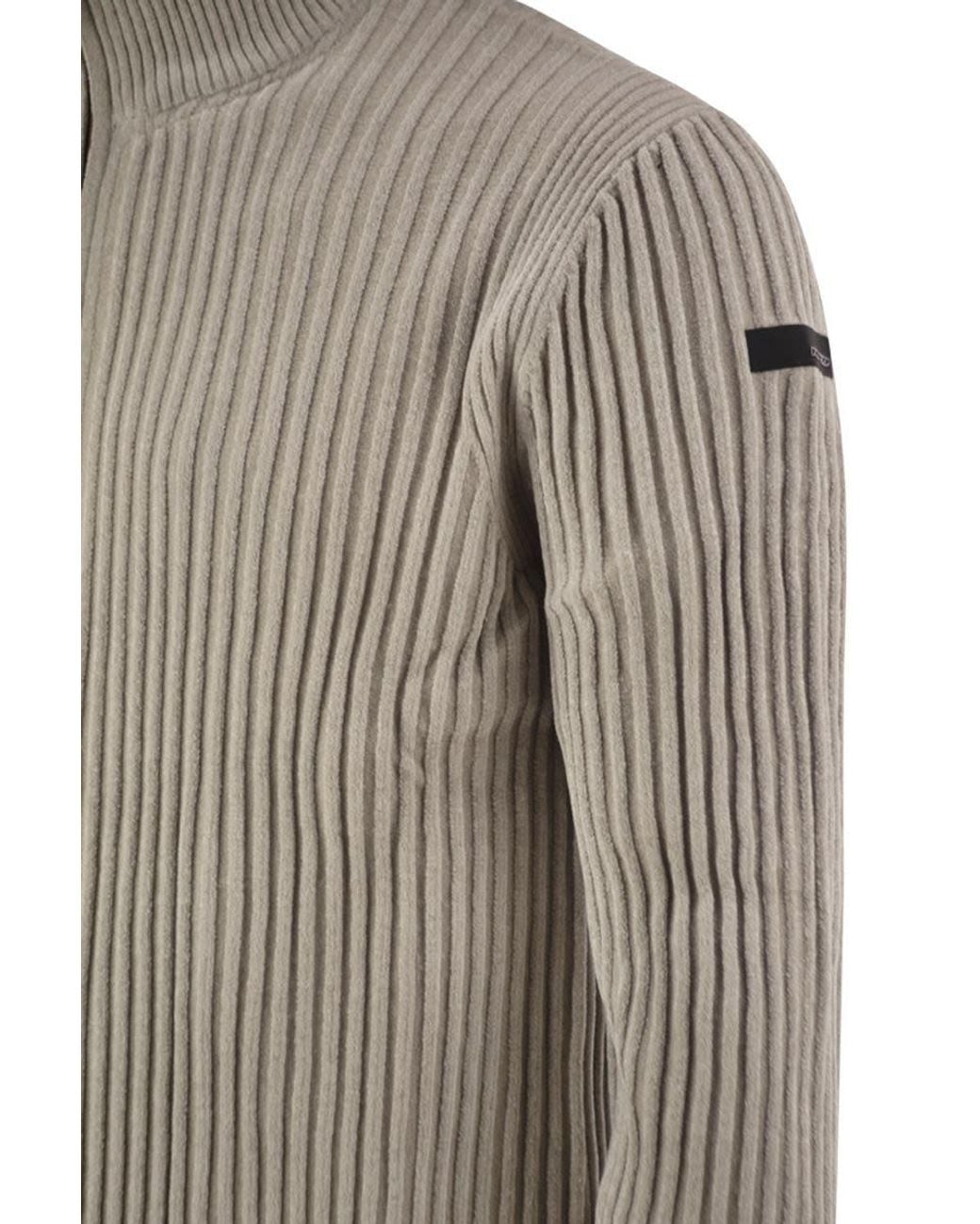 Rrd Gray Ribbed Zip-Up Cardigan for men