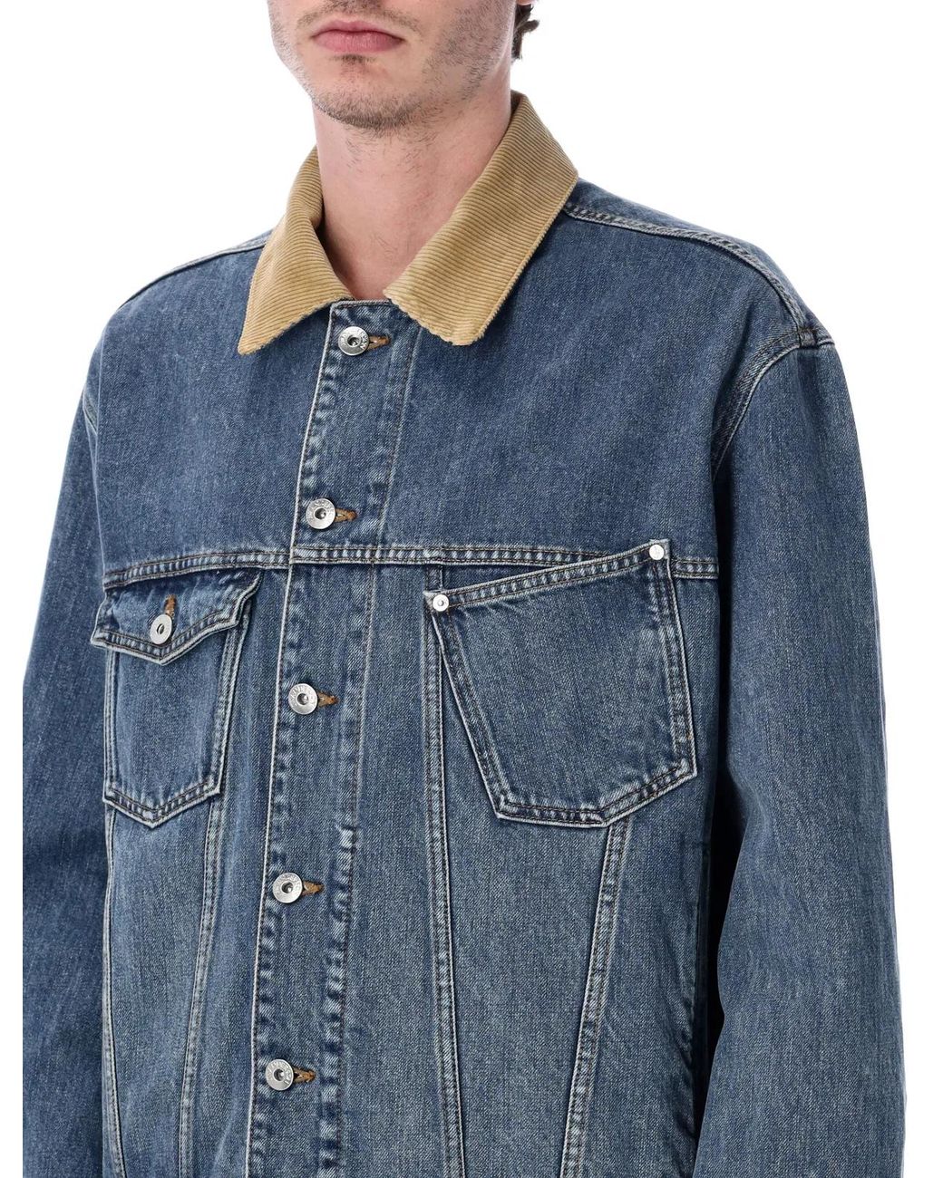 J.W. Anderson Blue Corduroy Collar Denim Jacket for men