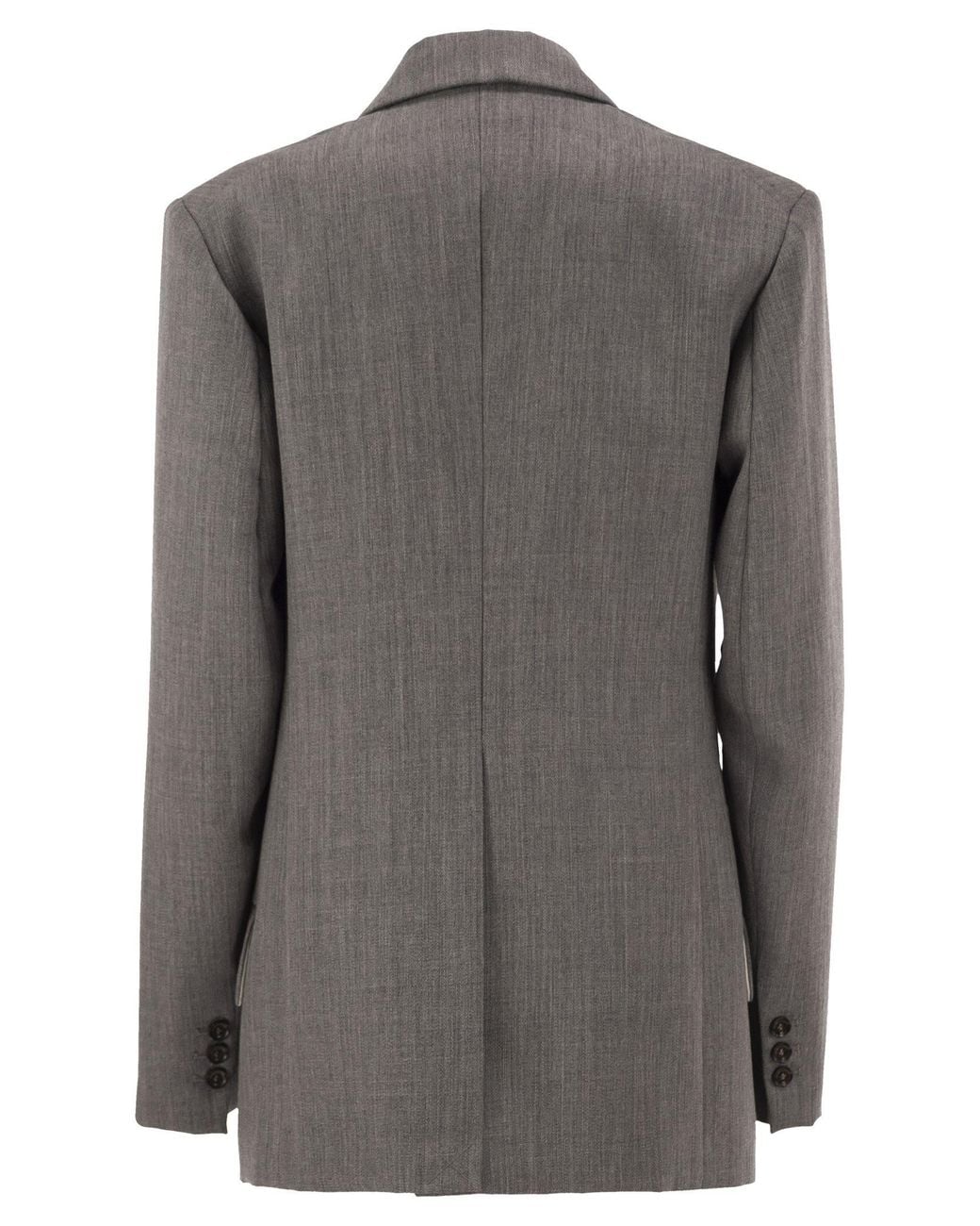Elisabetta Franchi Gray Single-Breasted Virgin Wool Blazer With Peak Lapels