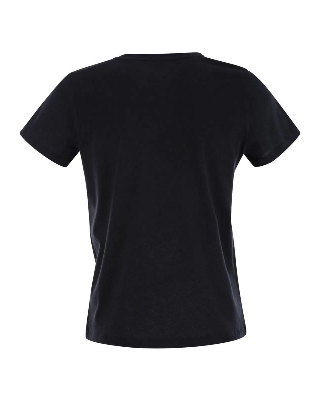 Majestic Black Crew-Neck Short-Sleeved Cotton T-Shirt