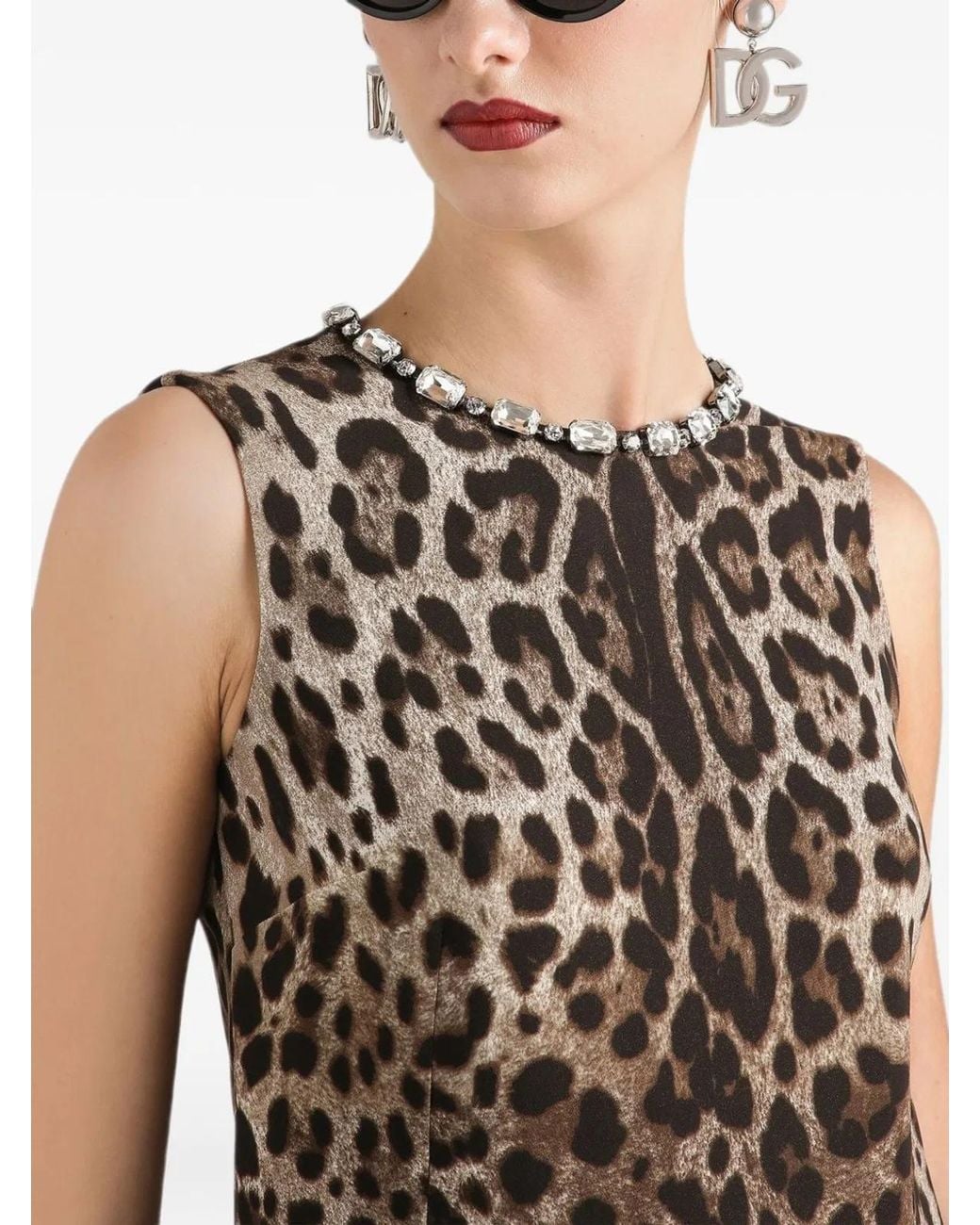 Dolce & Gabbana Natural Leo-Print Cady Dress