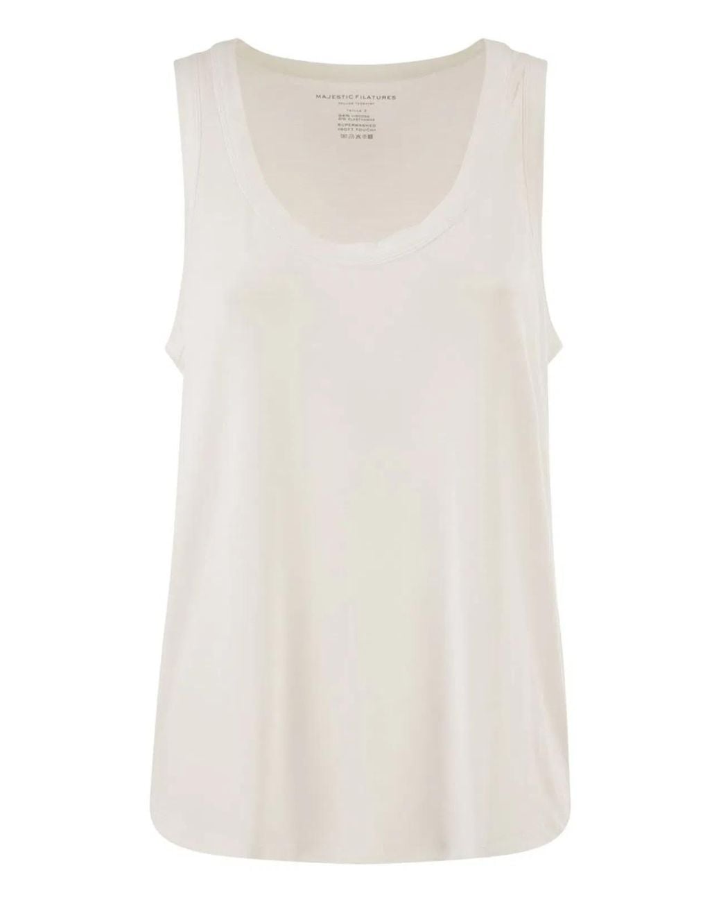 Majestic Natural Sleeveless Stretch Viscose Top With Wide Neckline