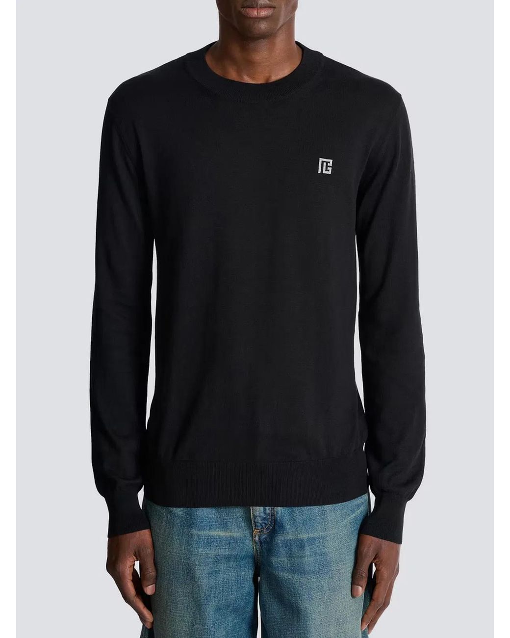 Balmain Blue Cotton Sweatshirts Crew Neck