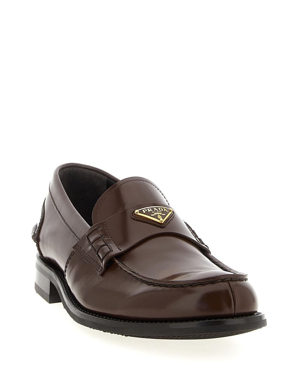 Prada Brown Logo Loafers for men