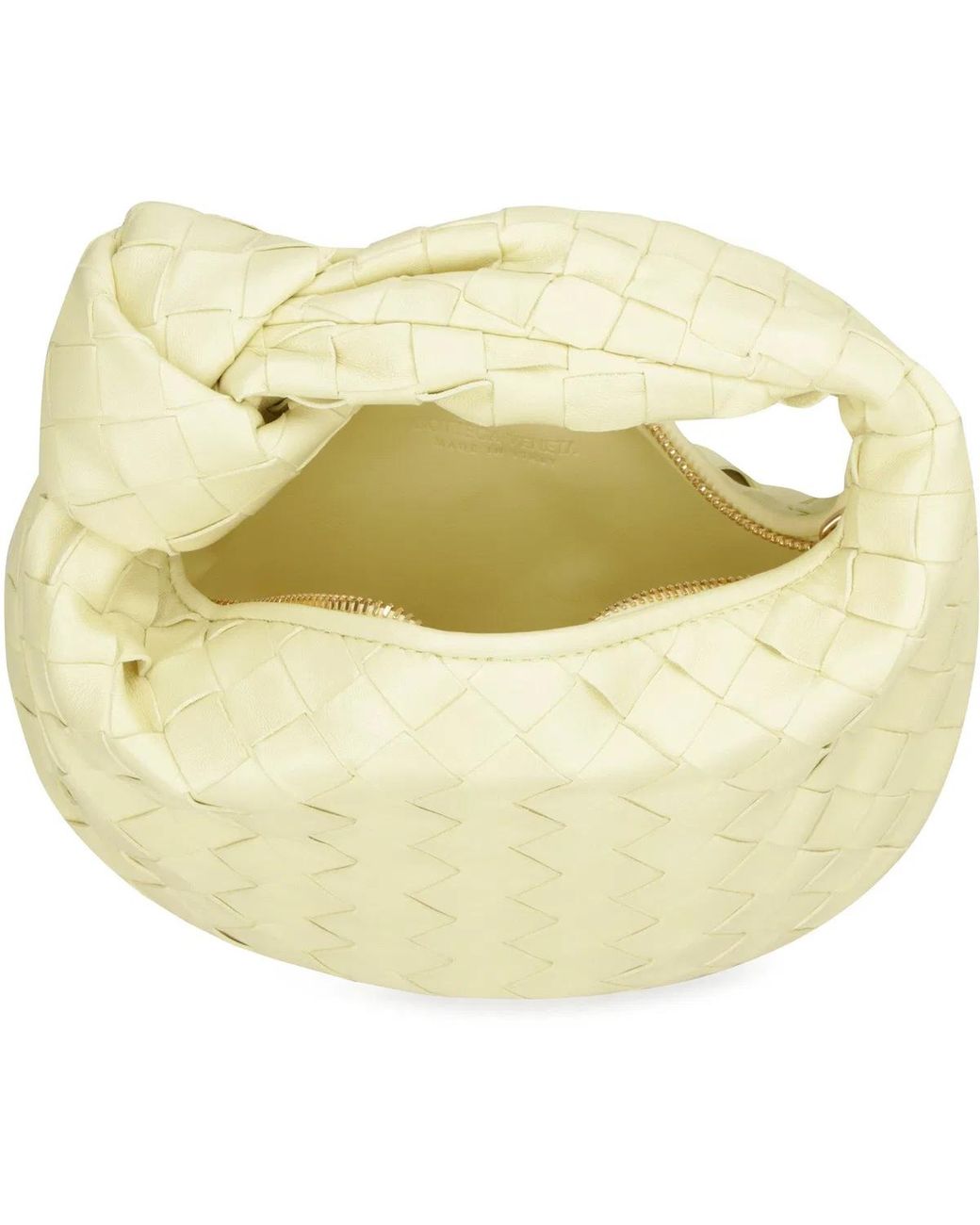 Bottega Veneta White Mini Jodie Intrecciato Leather Bag