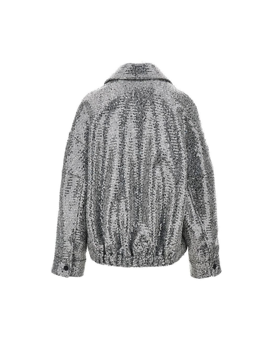Pinko Gray Sequinned Chevron Cloth Jacket