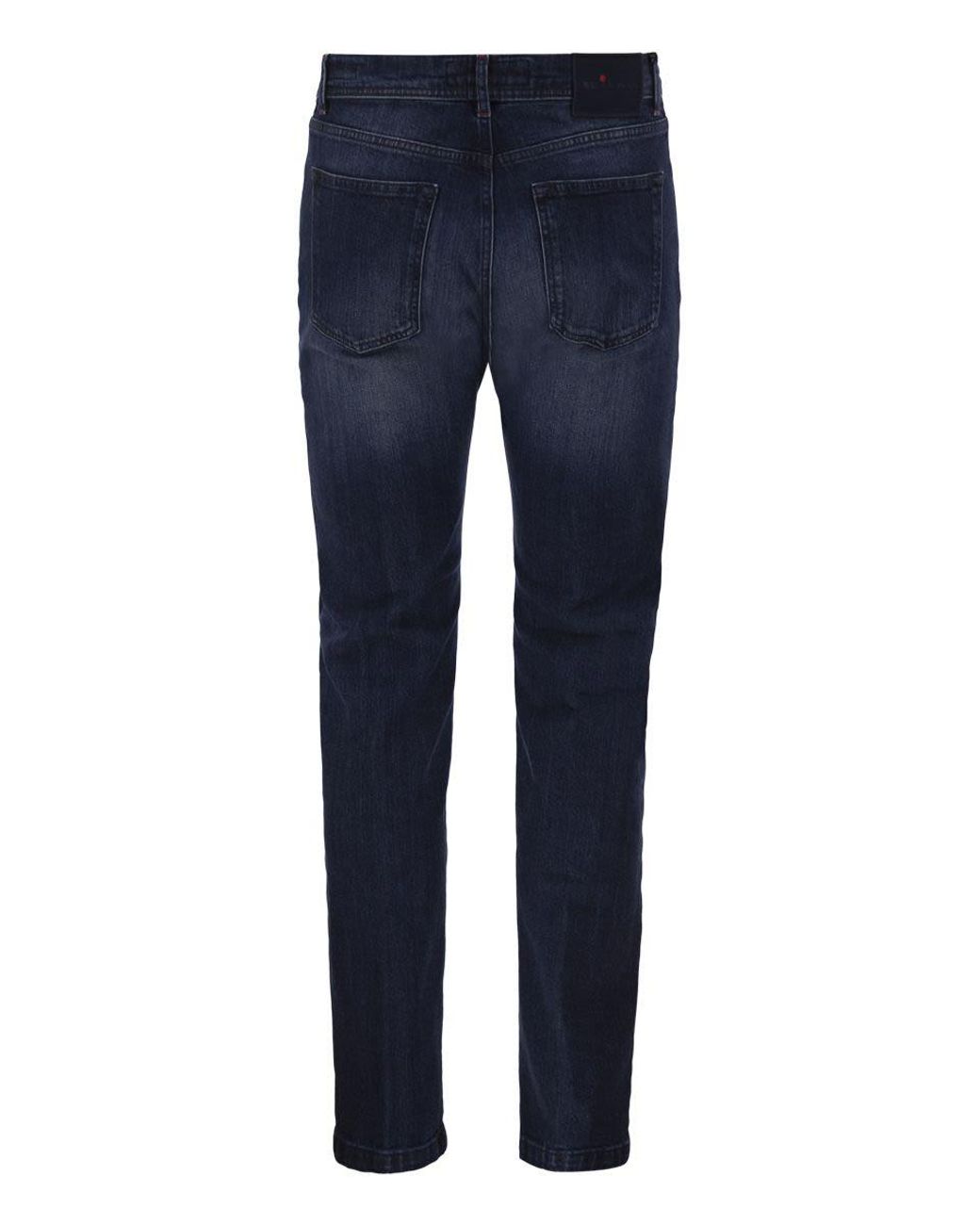 Kiton Blue Five-Pocket Stretch Denim Jeans for men