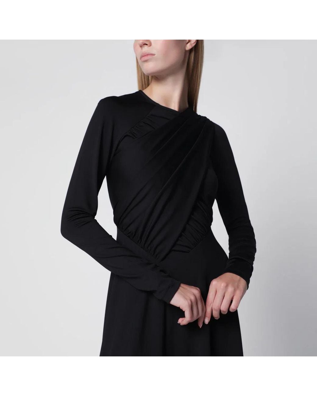 Victoria Beckham Black Asymmetric Draped Dress