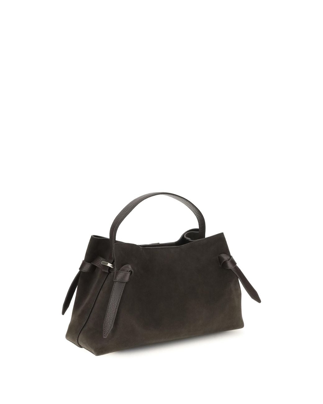 Yuzefi Black Shoulder Bag Gyoza Suede Calf Leather