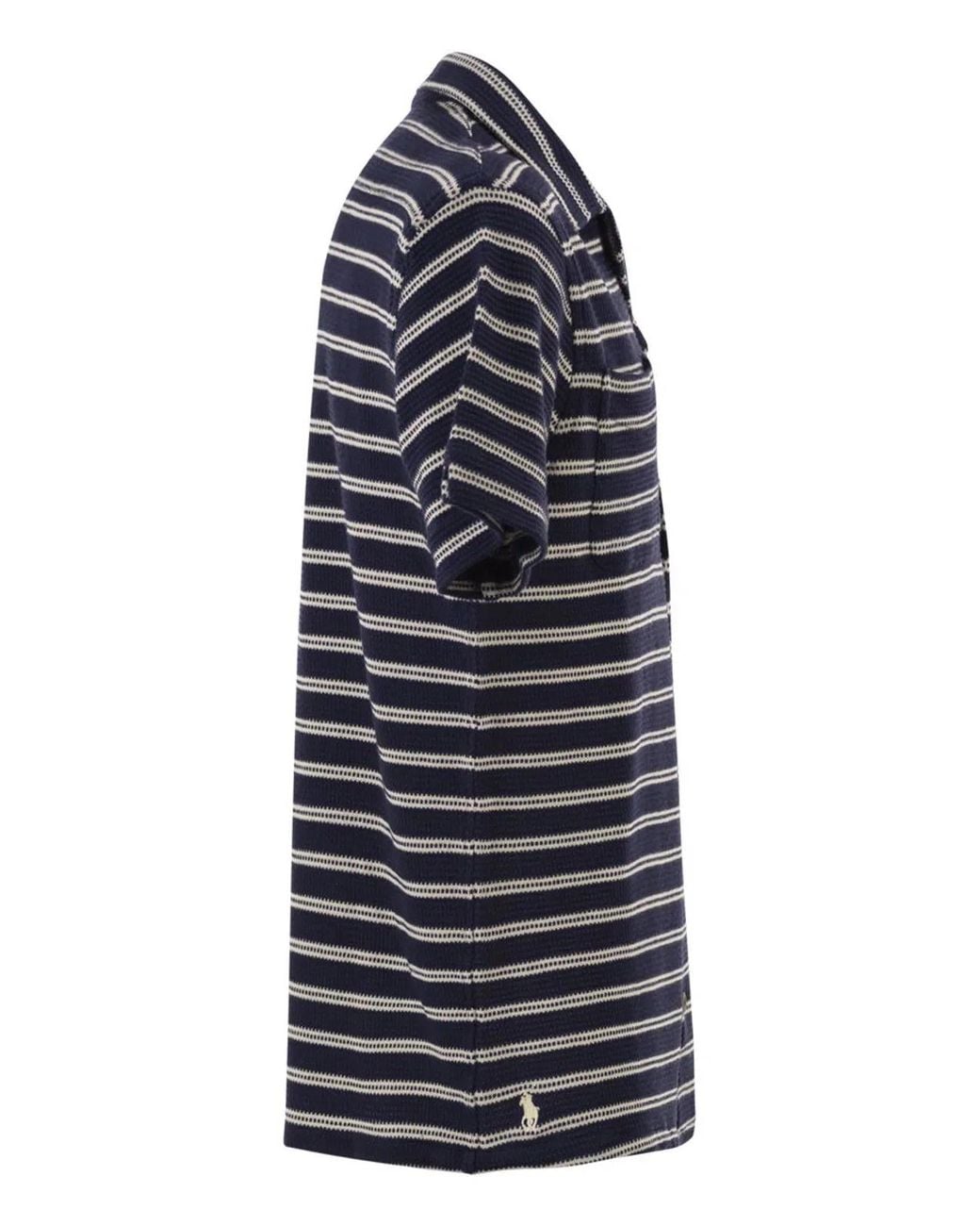Polo Ralph Lauren Black Short-Sleeved Knitted Striped Shirt for men