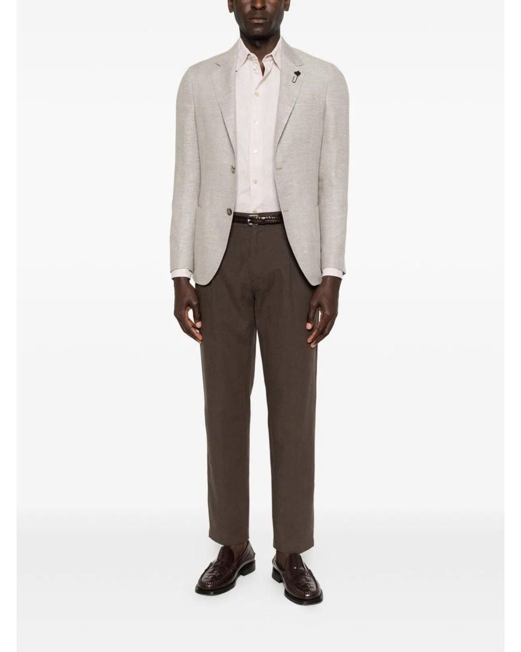 Emporio Armani Gray Linen Blend Shirt for men