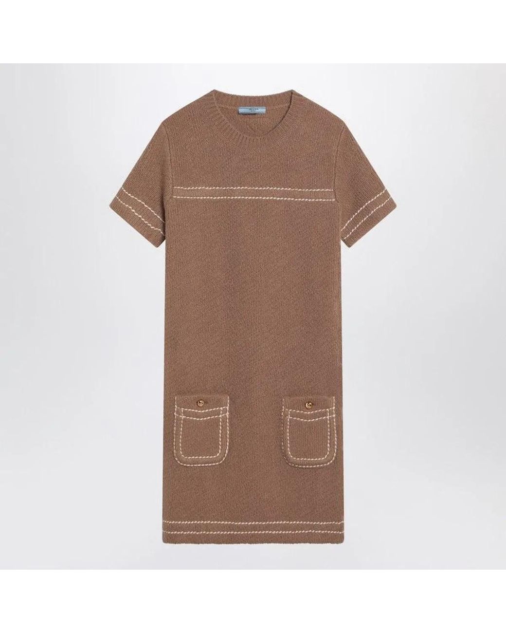 Prada Brown Camel-Coloured Cashmere Short Dress