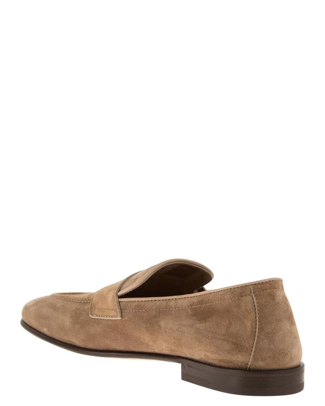 Brunello Cucinelli Brown Soft Suede Penny Loafer for men