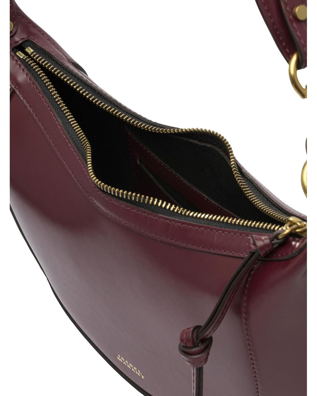 Isabel Marant Purple Bordeaux Calf Leather Polyamide Polyurethane Medium Shoulder Bag