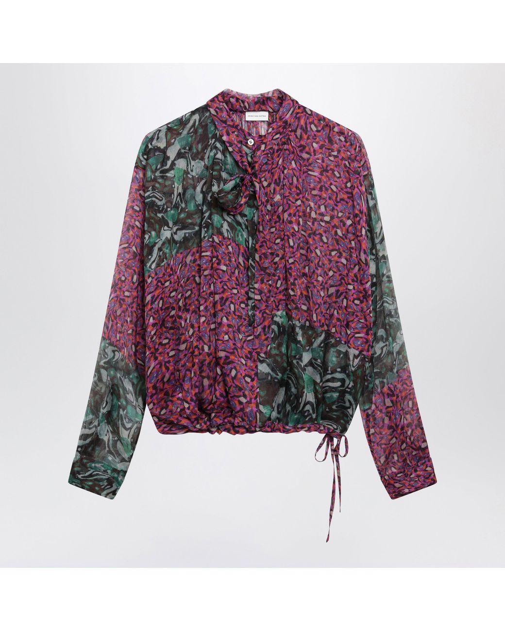 Dries Van Noten Purple Multicolored Silk Blouse