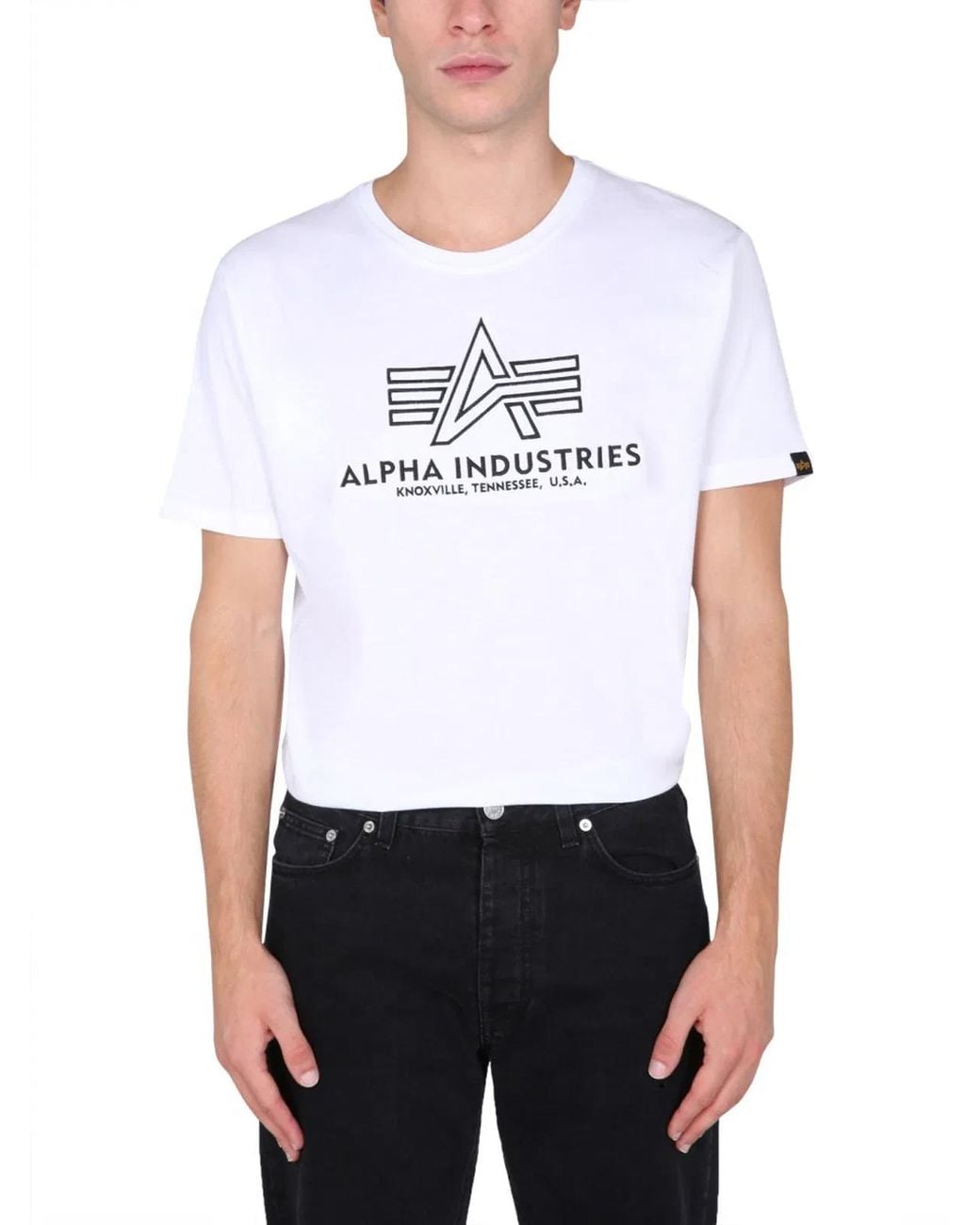 Alpha Industries White T-Shirt With Embroidered Logo for men
