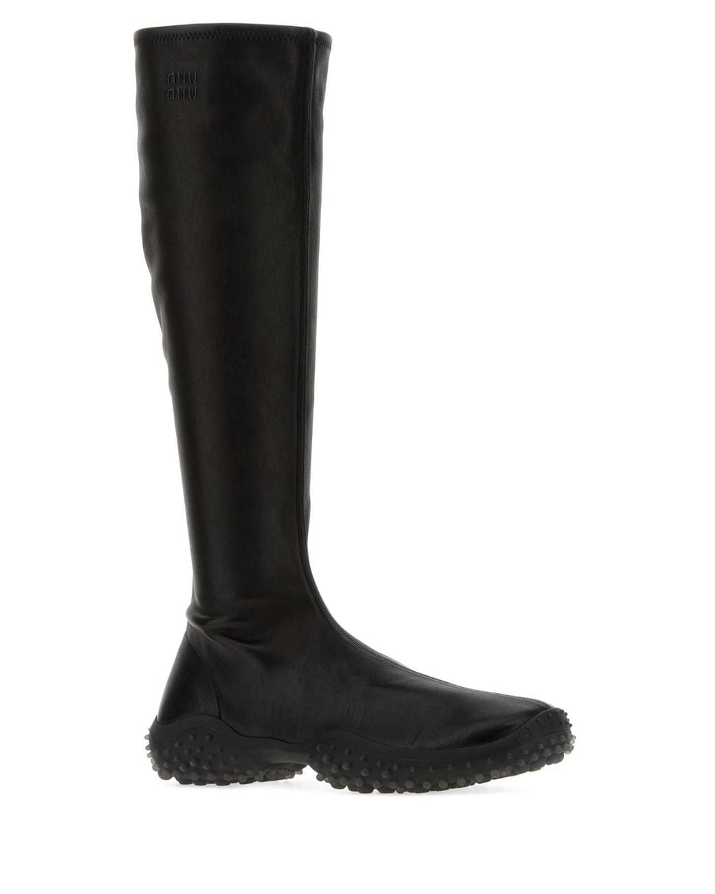 Miu Miu Black Miu-Style Nappa Leather Ankle Boots With Rubber Sole
