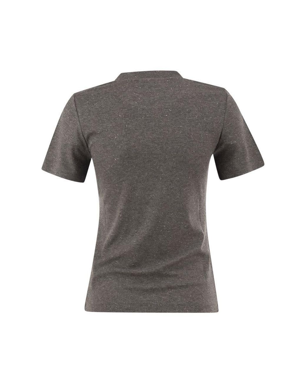 Peserico Gray Viscose Jersey T-Shirt With Lurex