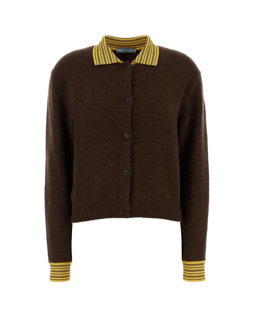 Prada Brown Knitted Shirt Collar Cardigan