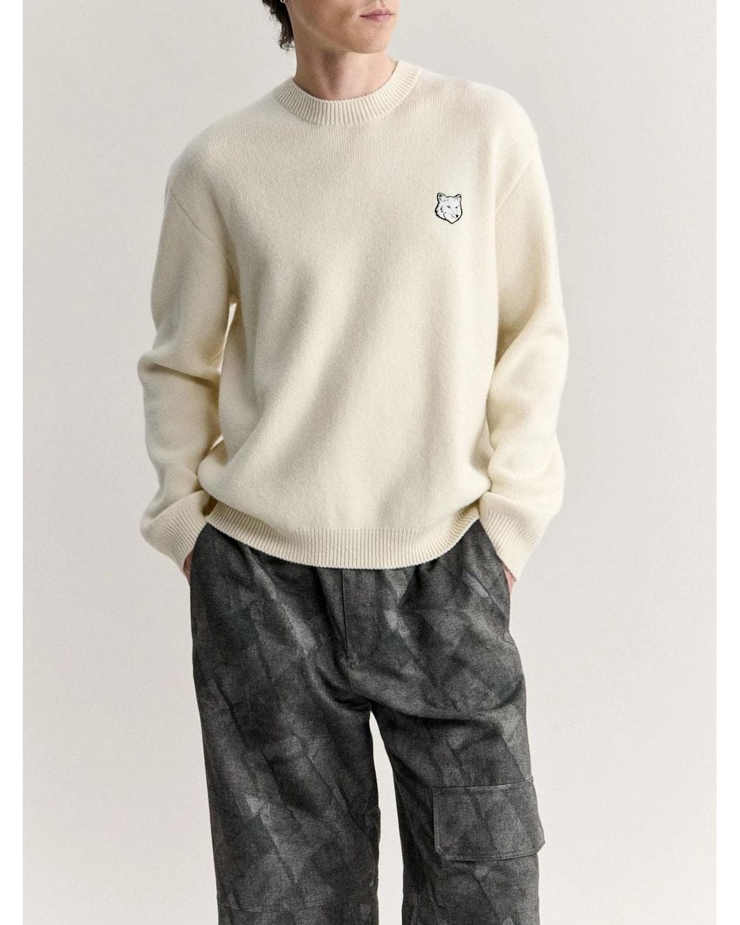 Maison Kitsuné Natural Fox Head Milan Lambswool Jumper for men
