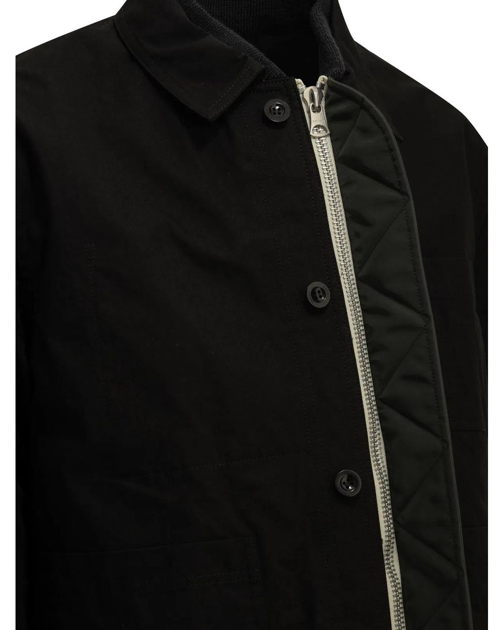 Sacai Black "Nylon Twill X Ripstop Reversible" Quilted Jacket for men