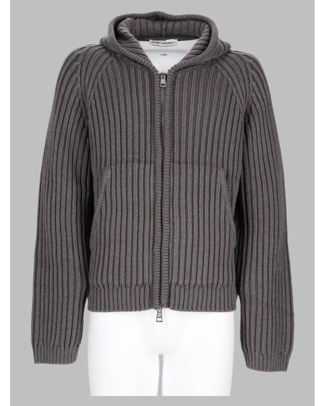 Our Legacy Gray Striped Merino Wool Crewneck Sweatshirt for men