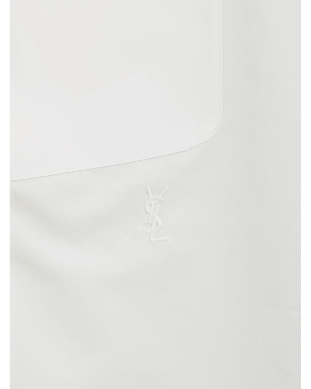 Saint Laurent White Long-Sleeved Poplin Shirt for men