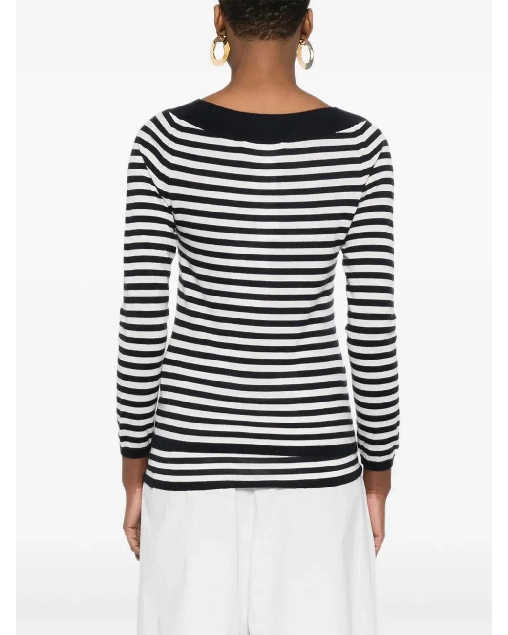 Max Mara Black Lightweight Pure Cashmere Slim Fit Knit Sweater With Boat Neckline
