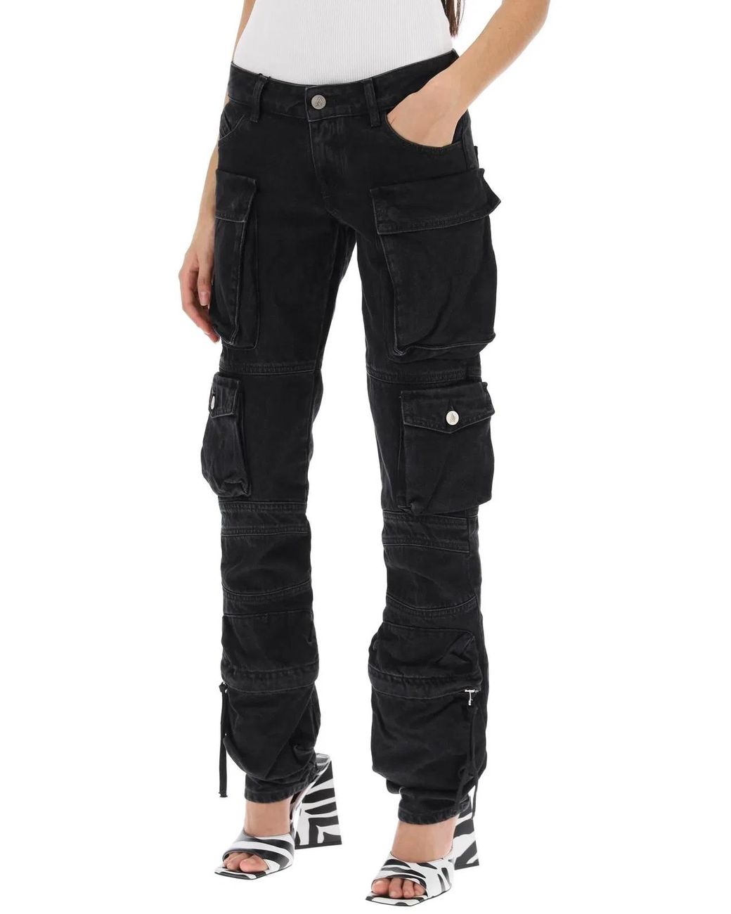 The Attico Black Essie Flared Cargo Pants