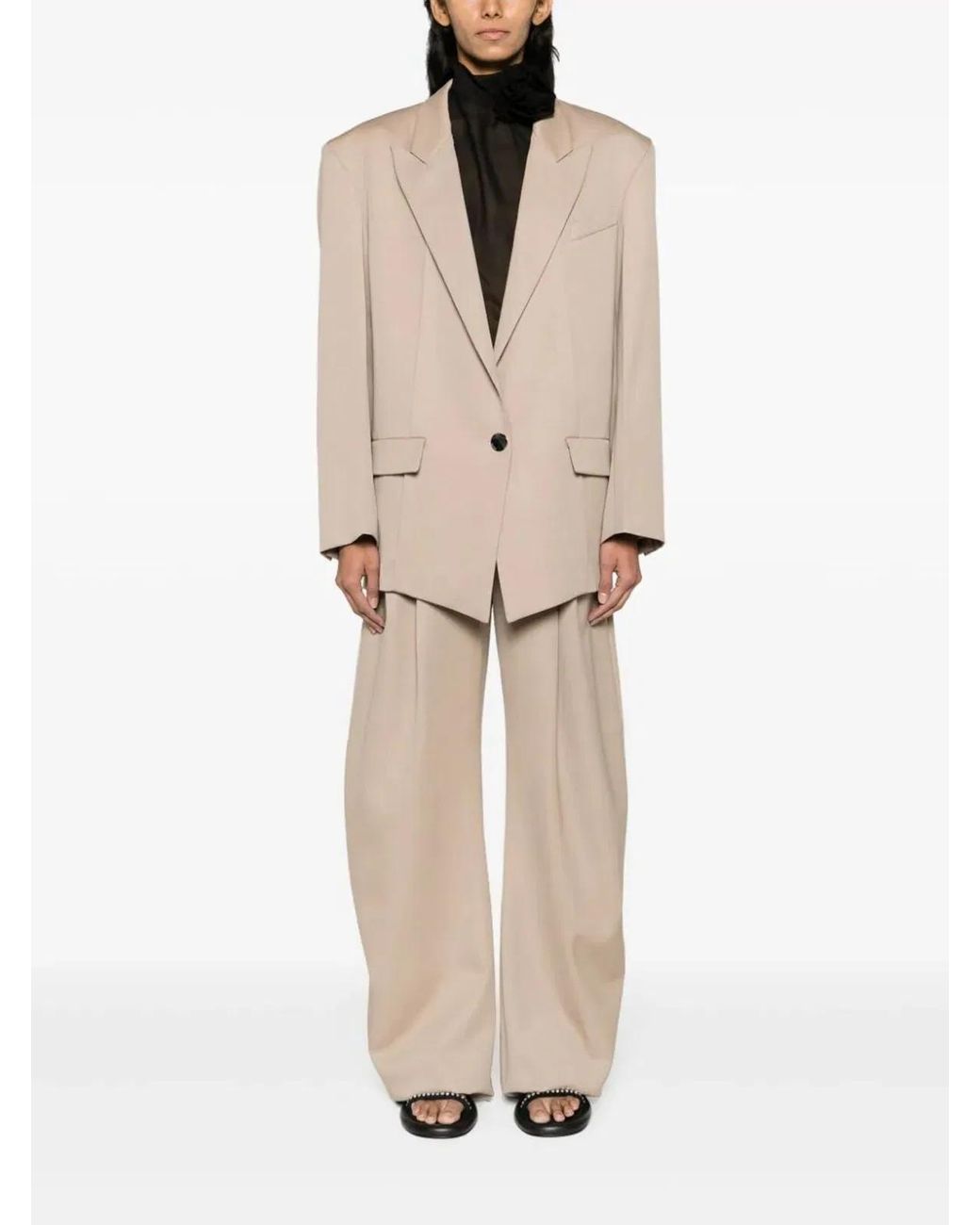 The Attico Natural Glen Oversized Single-breasted Blazer