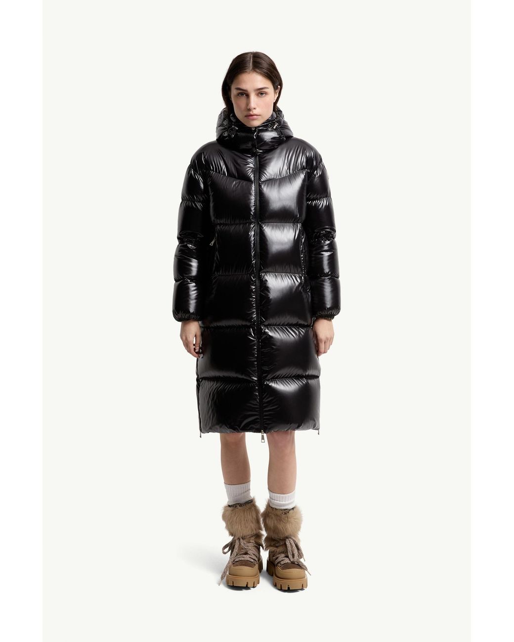Moncler Black Harfang Hooded Long Down Coat