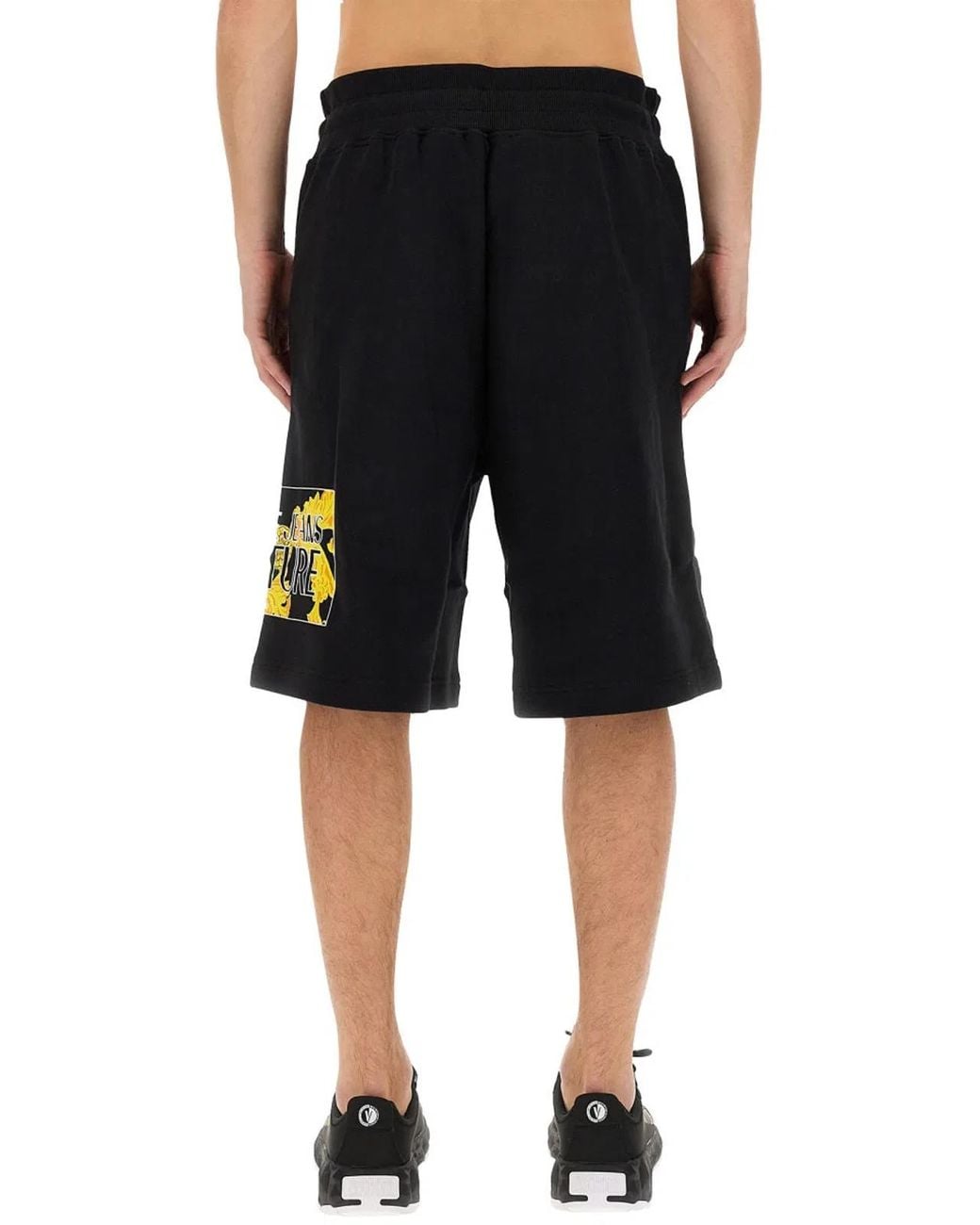 Versace Jeans Couture Black Bermuda With Logo for men