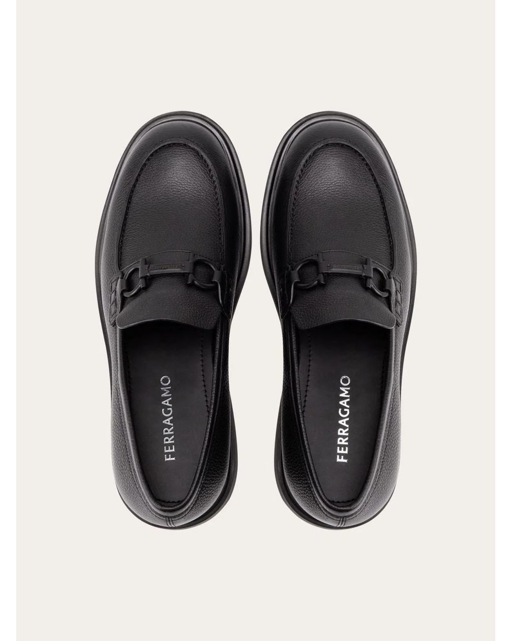 Ferragamo Black Mocasin With Gancini Decoration for men