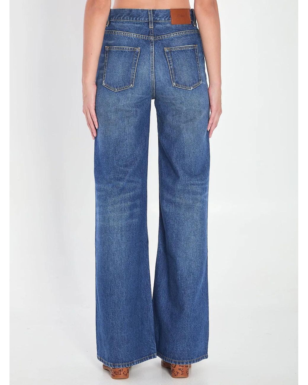 Chloé Blue High-Rise Flare Denim Pant