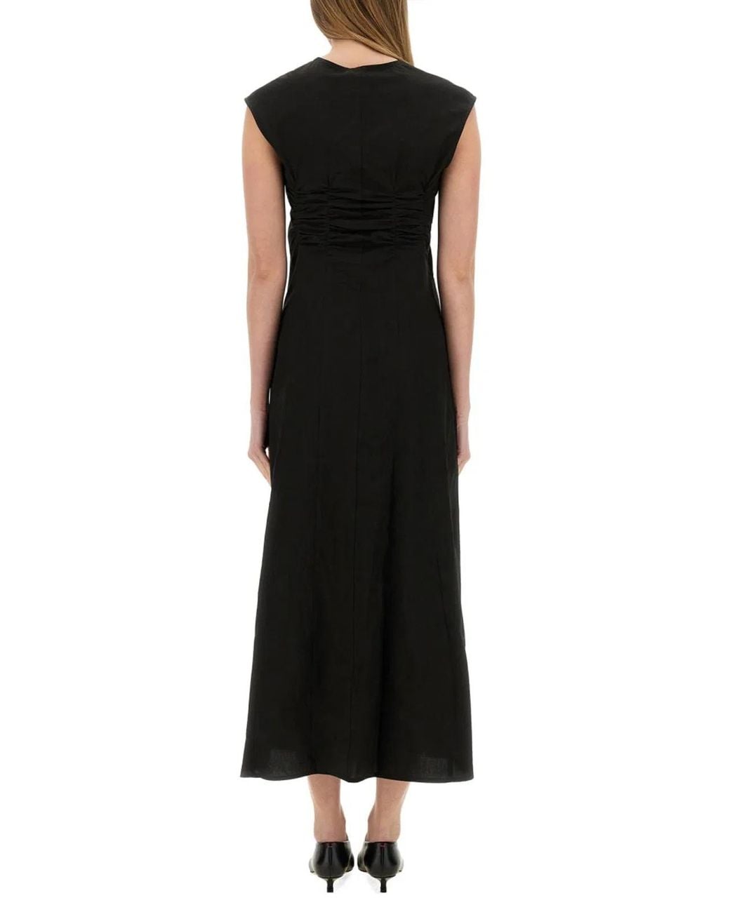 Alysi Black Long Poplin Dress