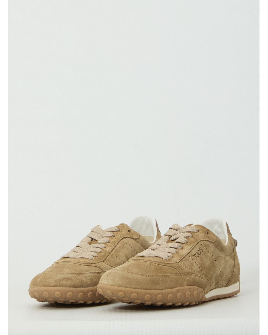 Tod's Natural Calfskin Suede And Smooth Leather Sneakers