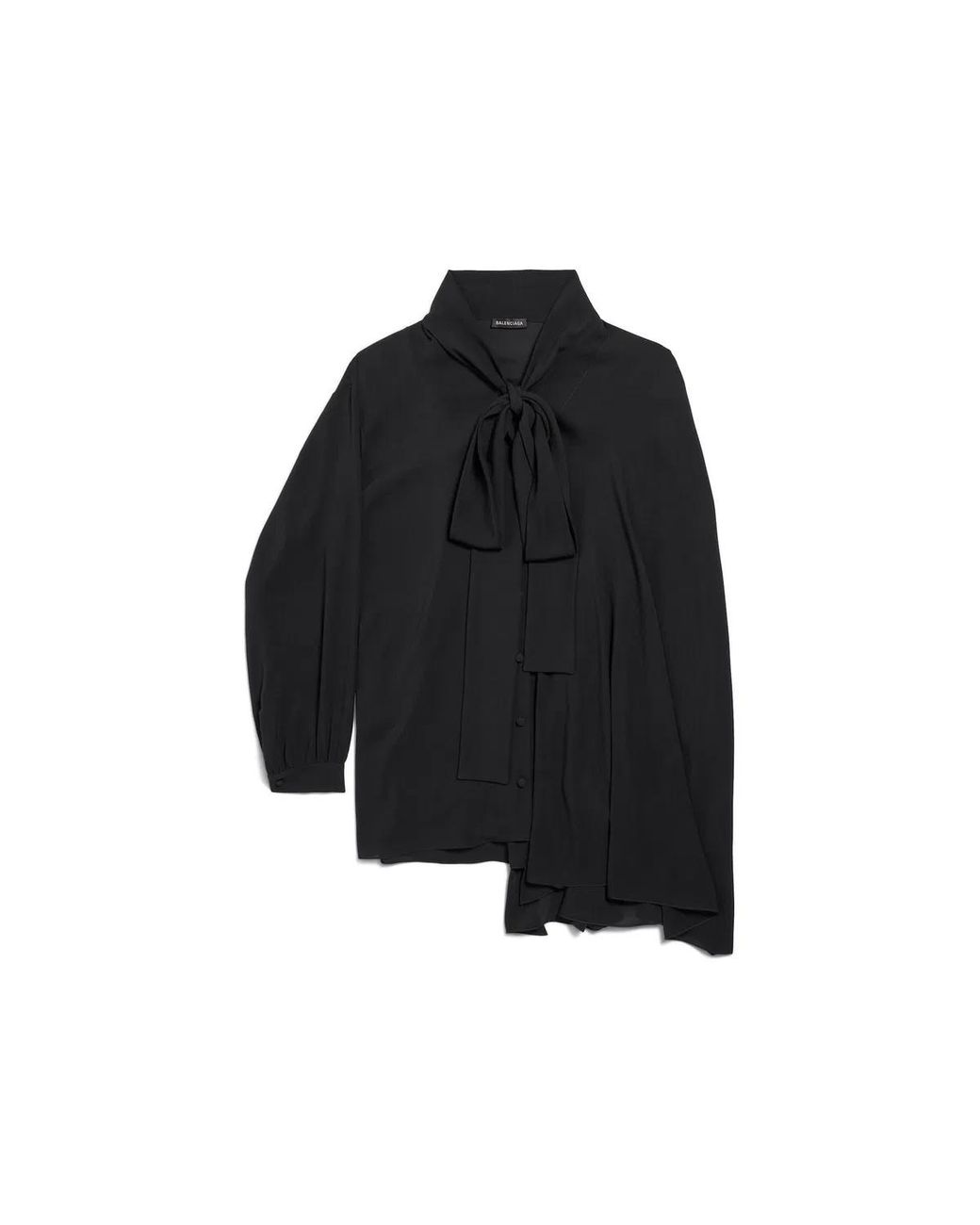 Balenciaga Black Georgette Scarf Blouse